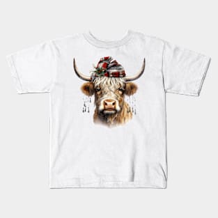 Christmas Highland Cow Kids T-Shirt